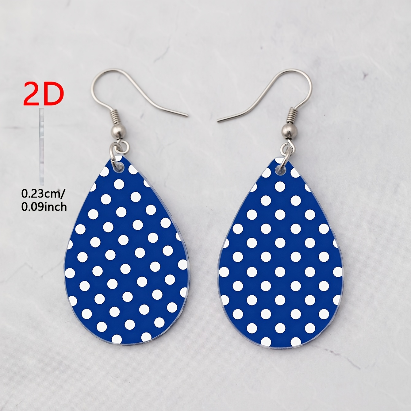 Women's Easy Elegant Blue Polka Dot Acrylic Water Drop Earrings