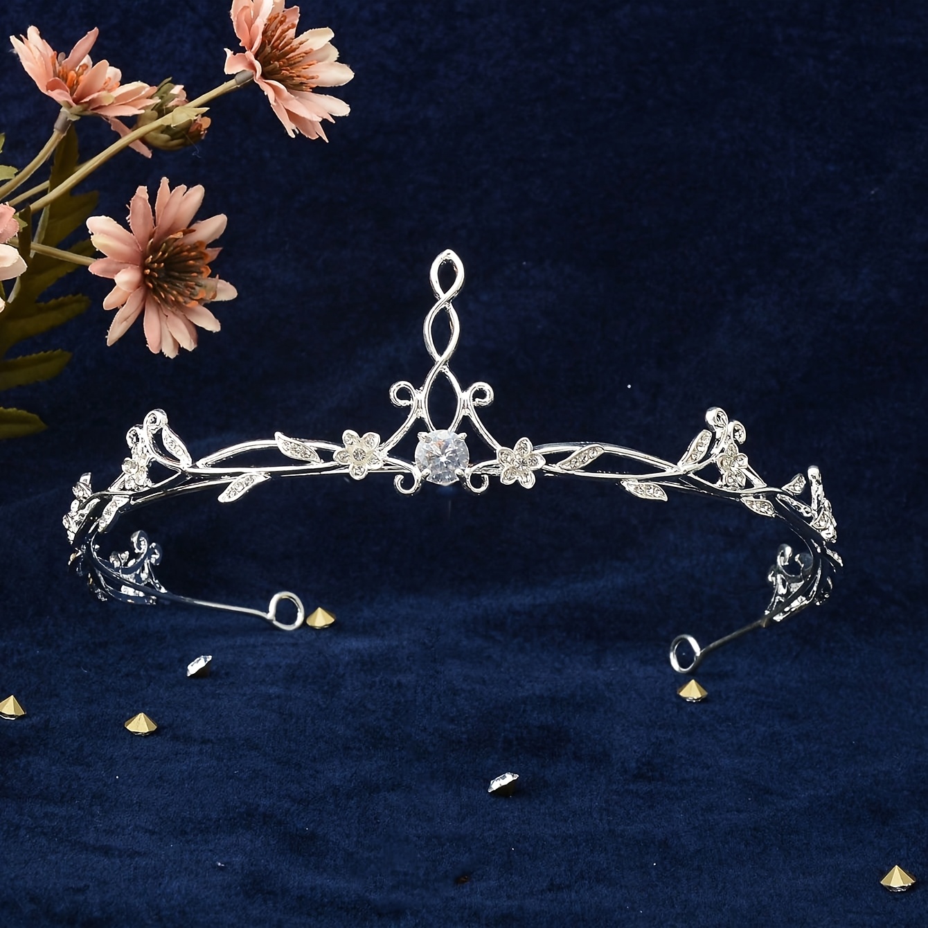 TEMU 1pc Sparkling Rhombus Grid Elegant Alloy Rhinestone Glass Decorative Headband Bride Banquet Headband