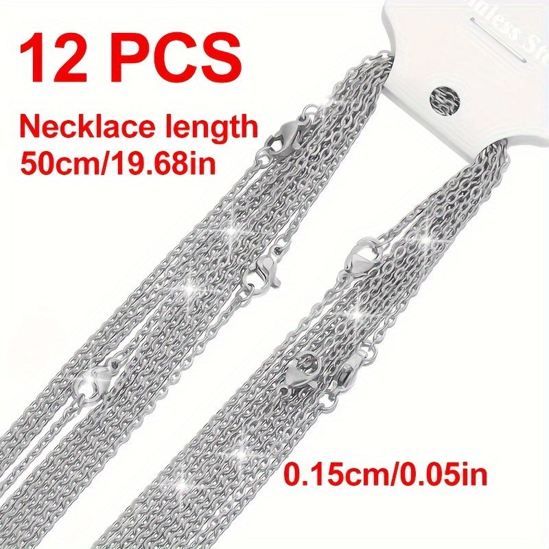 TEMU 12pcs 50cm Stainless Steel Chain Fashion Jewelry Necklace For Diy Making Jewelry Pendant Necklace - Neutral Holiday Party Dressing Gift