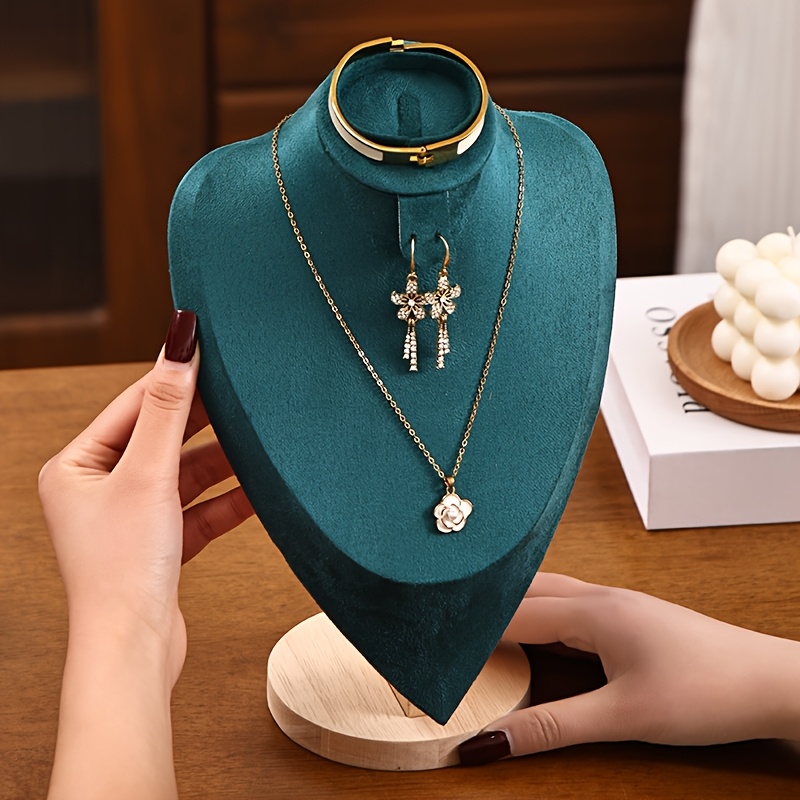 3-in-1 Wood Jewelry Bust Display Stand