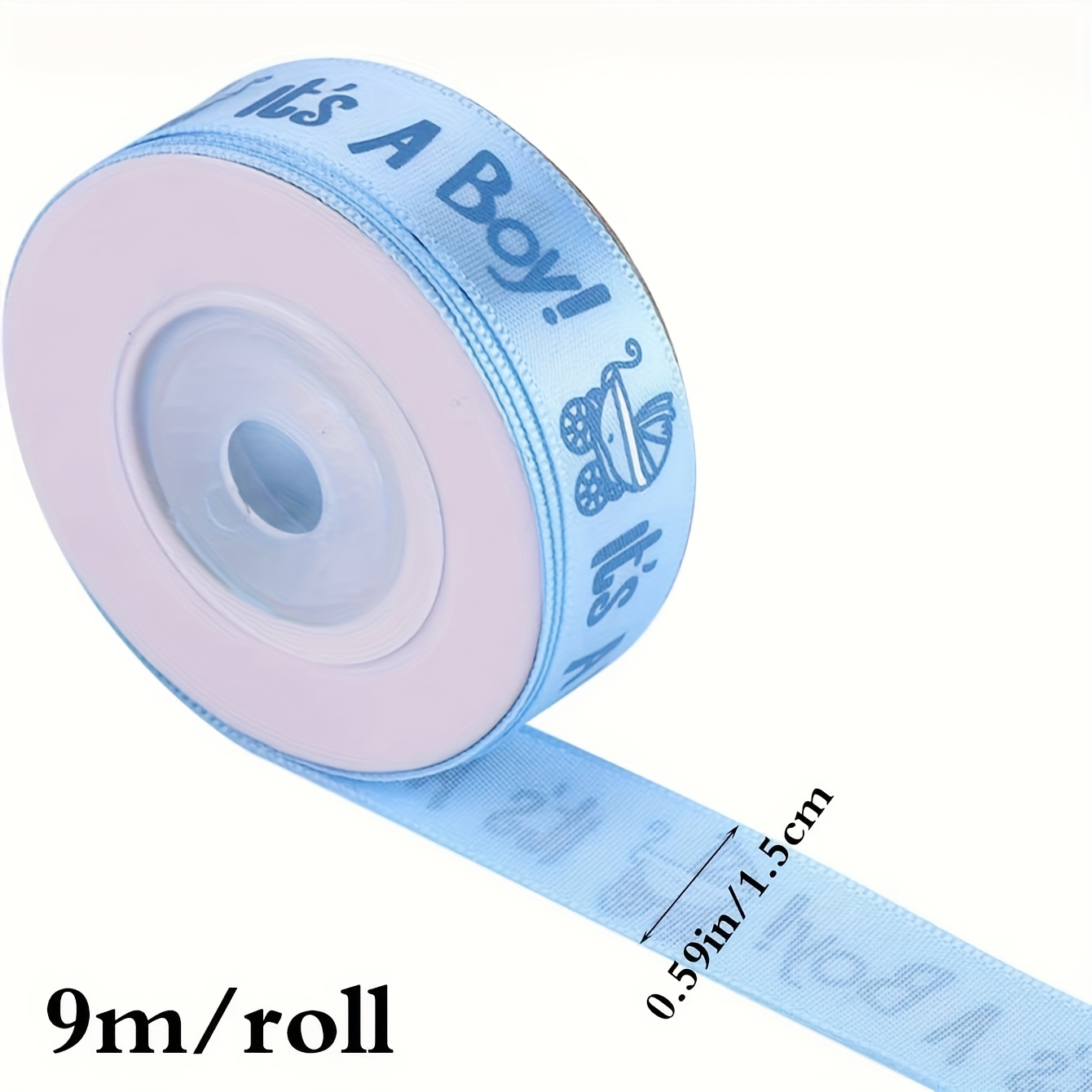 1 Roll Gender Reveal Party Ribbon, 9 Meters, Polyester Satin Gift Weave Tape, Carnival Theme, Decor, No Electricity Required, Featherless, For Birthdays, Anniversaries - A Boy/ A Girl