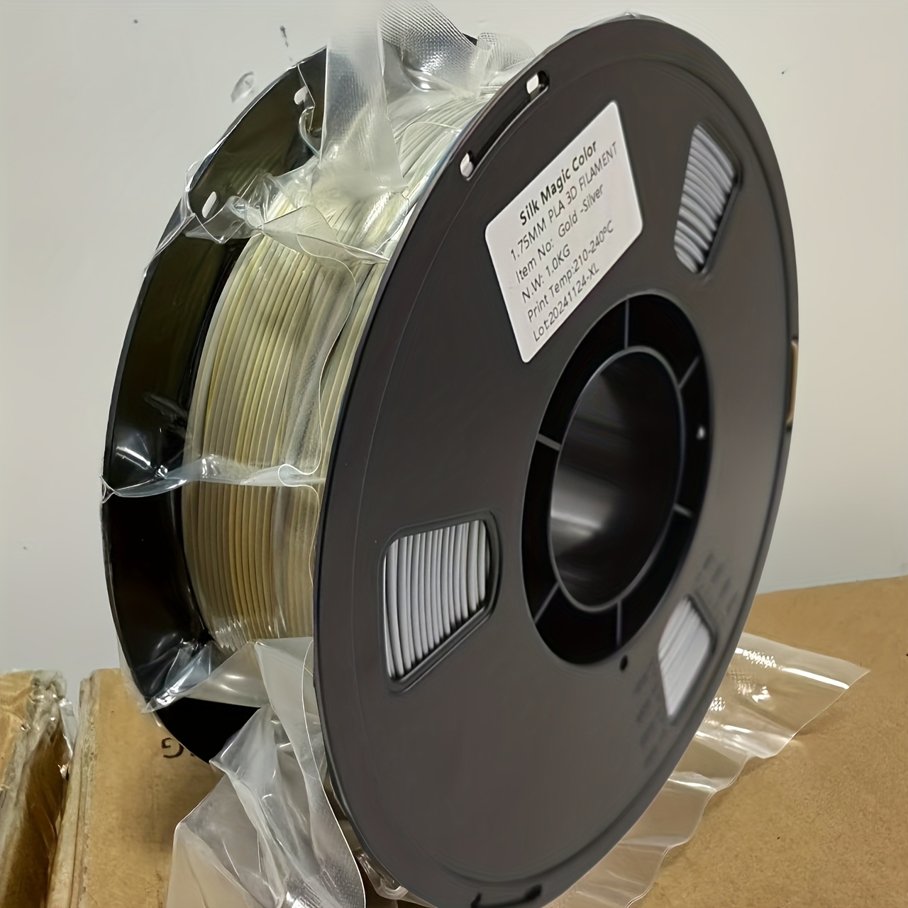 Image of Pla Filament, Two-color 3d Printing Filament 1.75mm, Pla In Golden And Silver, Glossy Co-extruded Pla Filament +/-0.02mm, 1 Kilogram/2.2