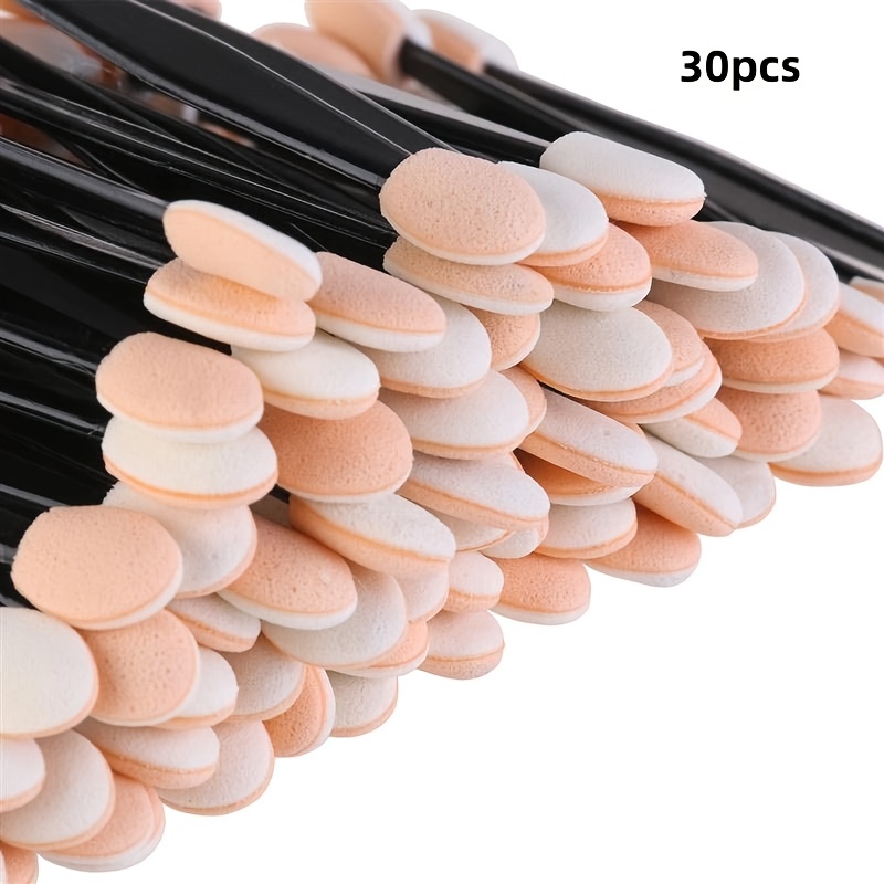 TEMU Juego de 30 brochas desechables para de ojos con puntas de esponja de látex: suaves y respetuosas con la piel, con gran capacidad de recogida y