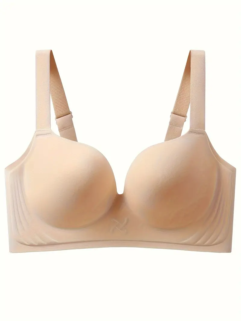 Casual Solid Wireless Bra Comfy Breathable Lightly Padded - Temu