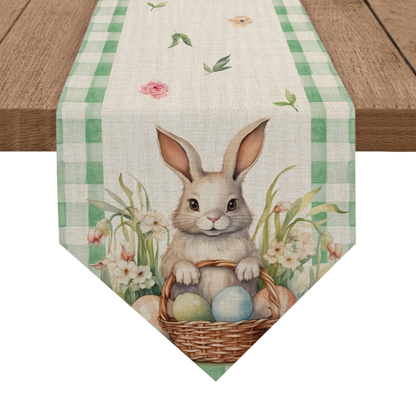 

Easter Bunny & Egg Linen Table Runner - Spring Farmhouse Design, Dining & Holiday Parties