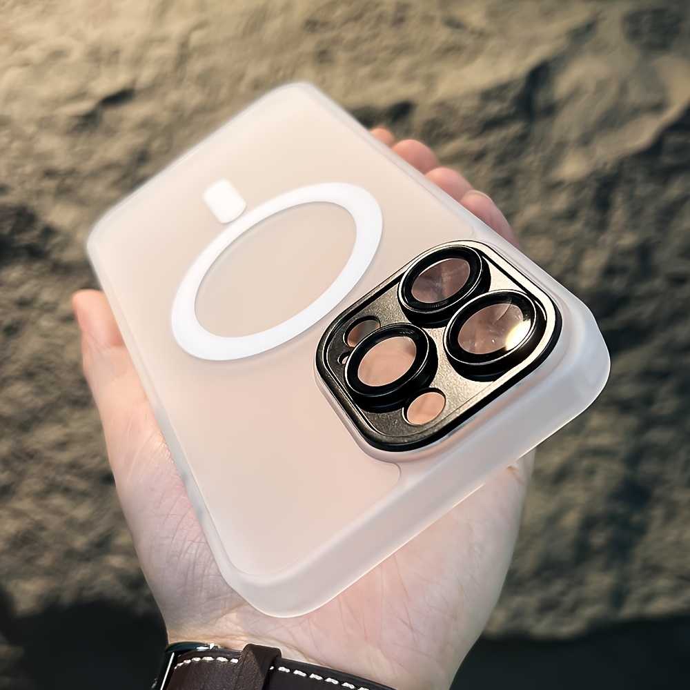 luxury matte transparent magnetic wireless charging case for iphone 15 14 13 12 11 pro max plus with lens protector soft bumper shockproof   hard acrylic back cover details 6