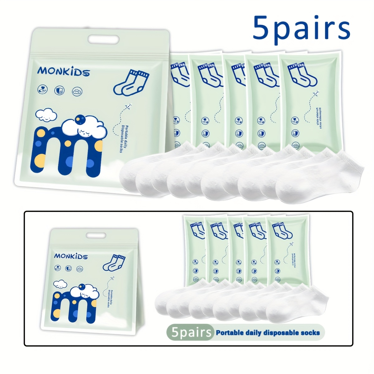 Image of 5-pair Daily Disposable Socks Set, Of The Pc. On The Skin, Elastic For , Odor-resistant And Moisture-wicking, Breathable And Lightweight, Non-slip. For Business Trips