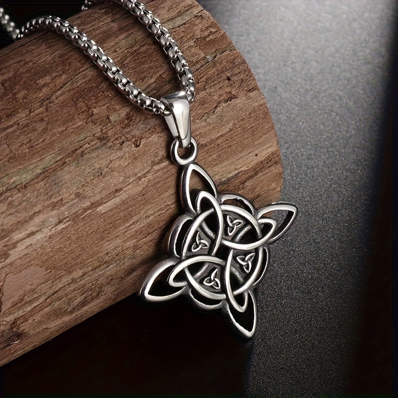 TEMU 1 Collar Vintage para Hombre con Nudo de Bruja - Exquisito Colgante de Pagan, Joyería Duradera con Cadena, Amentas Místicas para un Estilo de