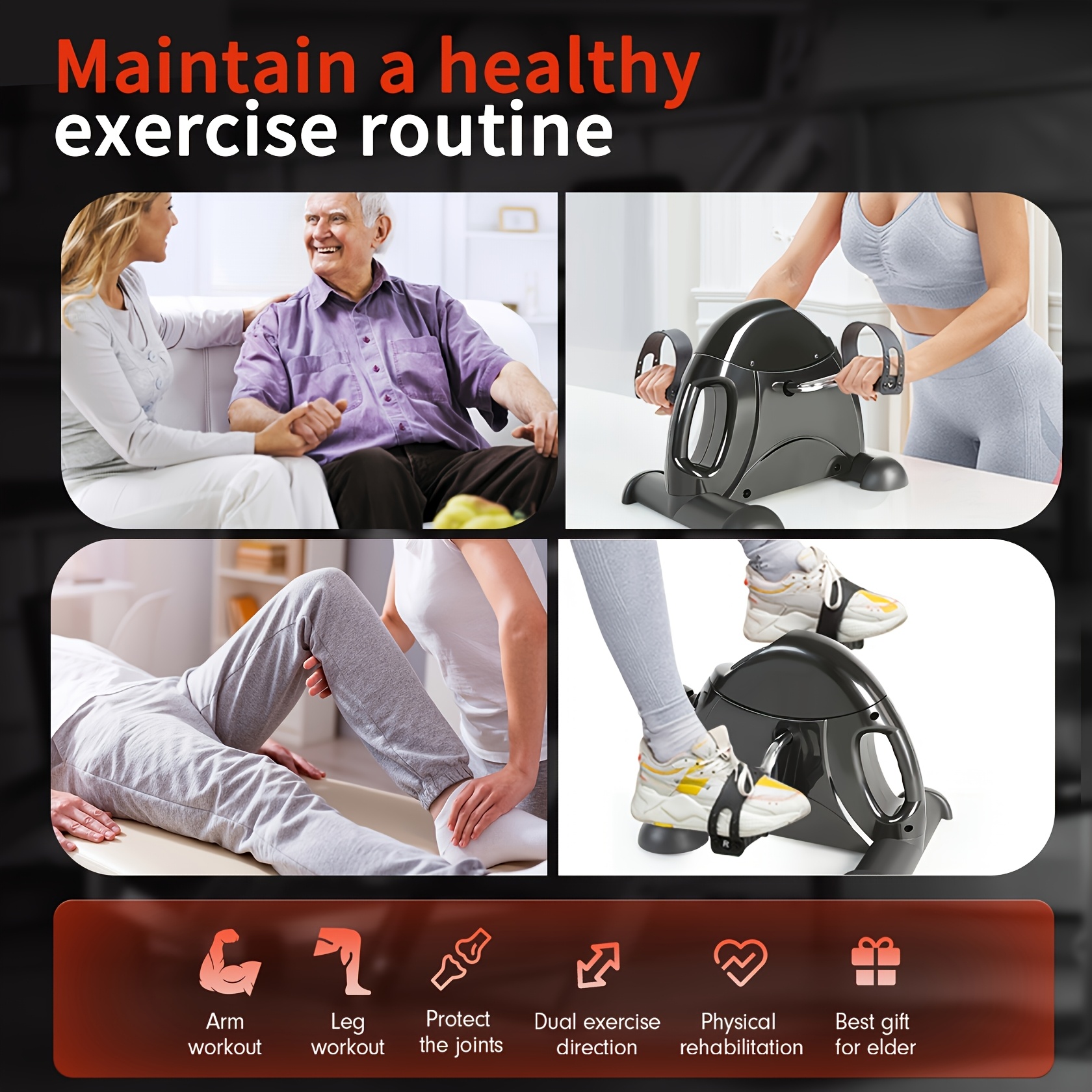 Vibration Plate/Mini Exercise Bike: Portable Under Desk Pedal Exerciser With Adjustable Resistance, LCD Display, Compact Space-Saving Design For Home & Office Leg Workouts, Without Battery