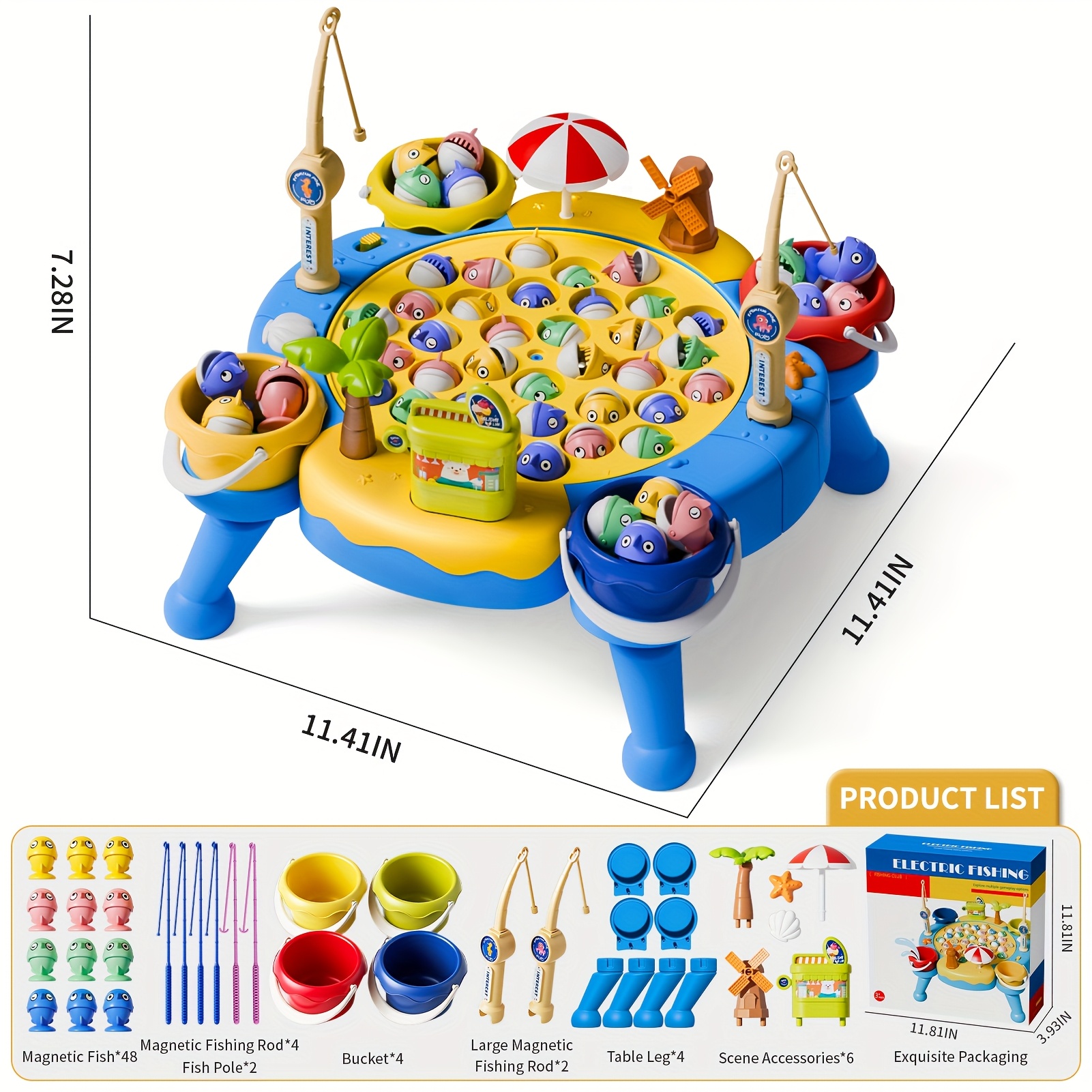 TEMU 66pcs Magnetic Fishing Board Game, Ocean Theme Rotating Multi Player With Fishing Rods, Educational Birthday Gift For .