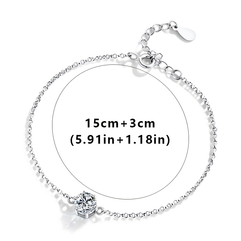 Women's S925 Silver Moissanite Adjustable Thin Bracelet, Luxury Gift