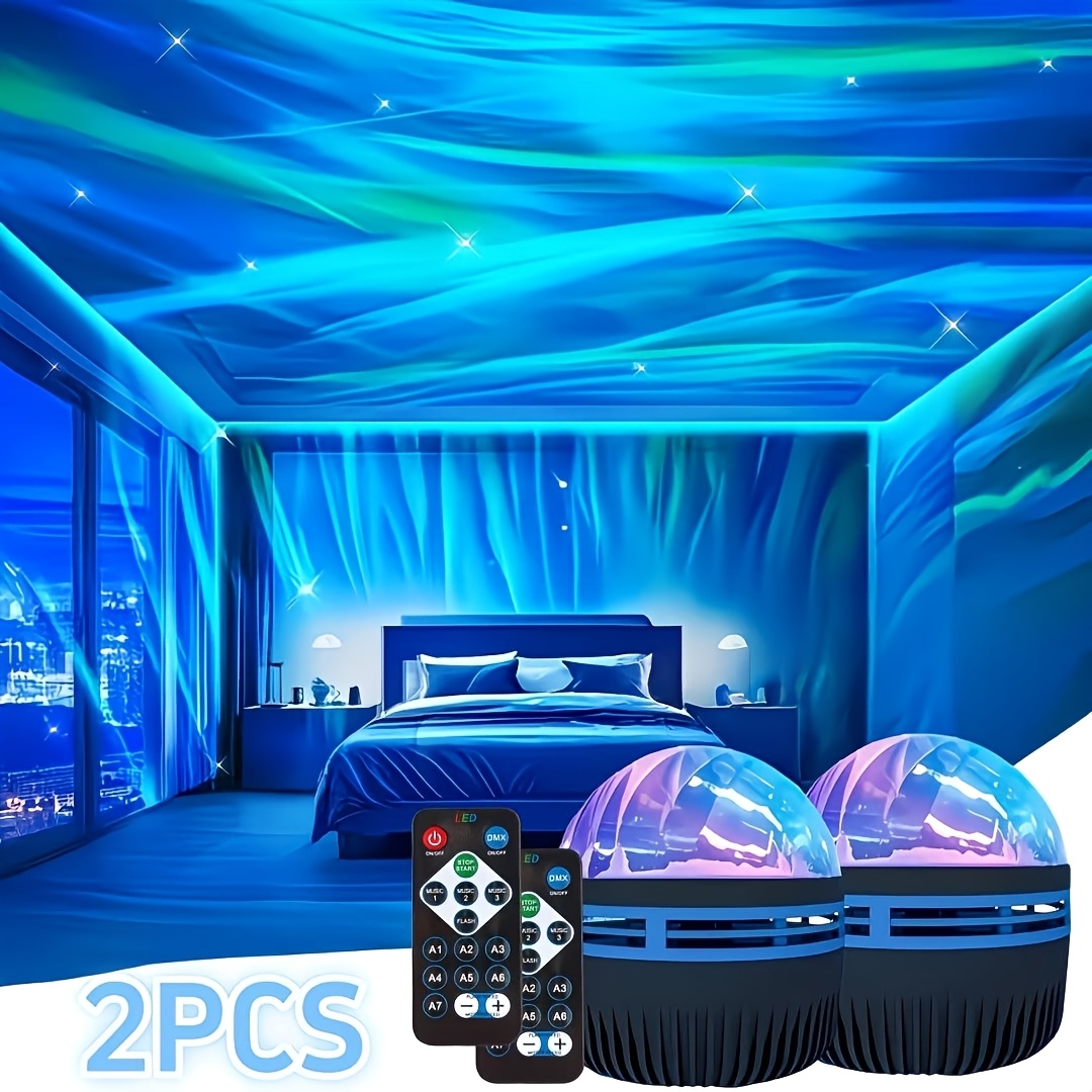 TEMU 2pcs Colorful Aurora Night Light | Usb Powered | Remote Control Dimming | Batteries Not Included
