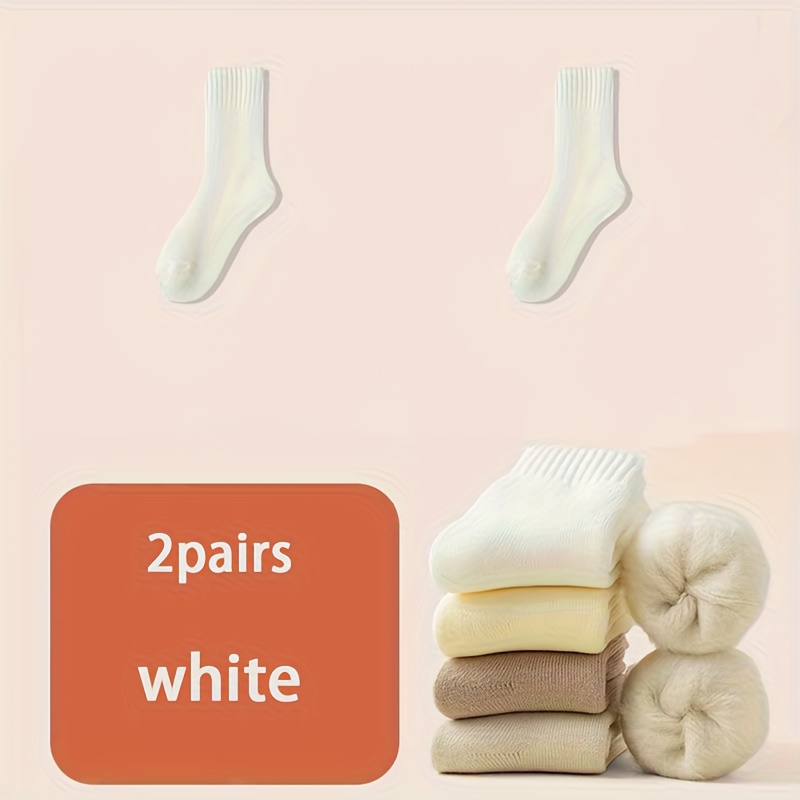 TEMU Of Women's Winter Thick Warm Socks - Ultra-thick Hairdressing Towels With Plush Edges, Available In Neutral Colors (cream White//brown/dark