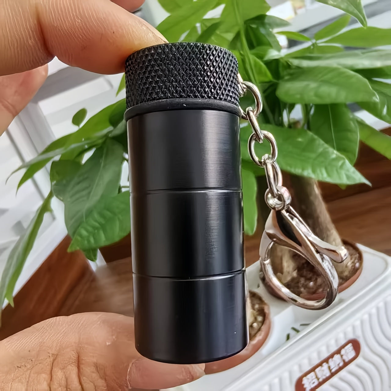 Image of 1pc Hiking & Travel Backpack Key Holder - Heavy-duty Aluminum Alloy Locking Vial With Coin & Small Item Storage - Compact Outdoor For Keys,, Cards () - Seal Container For -the- Suitable For