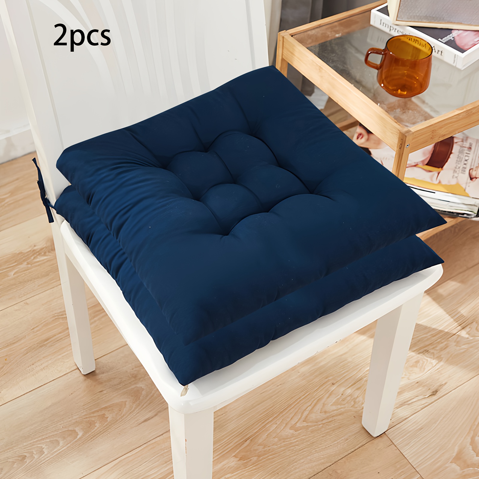 TEMU 2pcs Solid Color Brushed Thickened Dining Chair Cushions, Office Computer Chair Pads, Student Seat Cushions, Tatami Seat Cushions, Multiple
