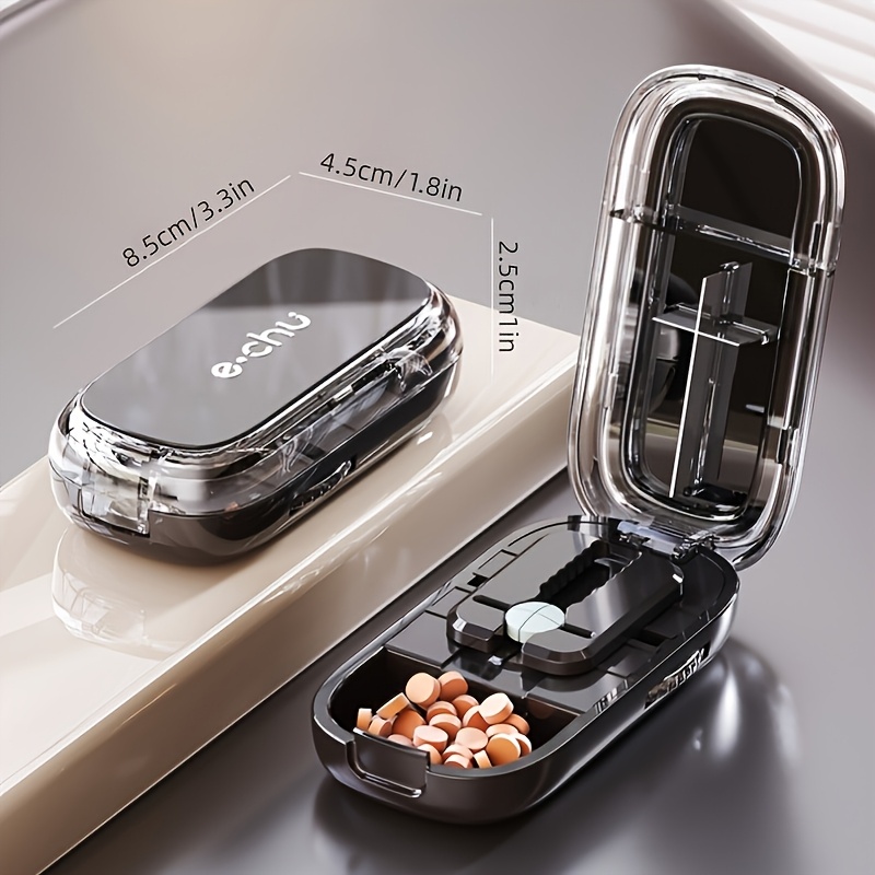 2-4 Division Pill Cutter, Pill Cutter For Cutting Pills, Precise Alignment, , Pill Cutting And Storage 2-in-1, Travel Size, Suitable For Vitamins, Drugs, Fish Oil Supplements