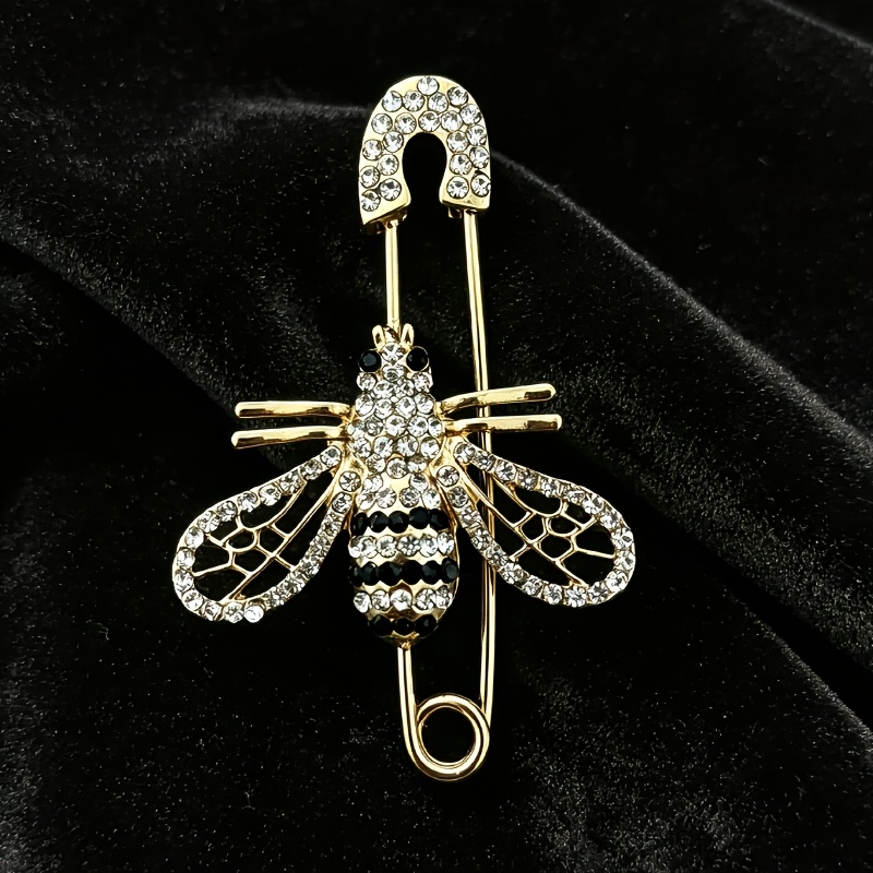 TEMU 1 broche de abeja con diamantes de , moda, ropa individual, accesorio de broche versátil para mujer, regalo de Navidad