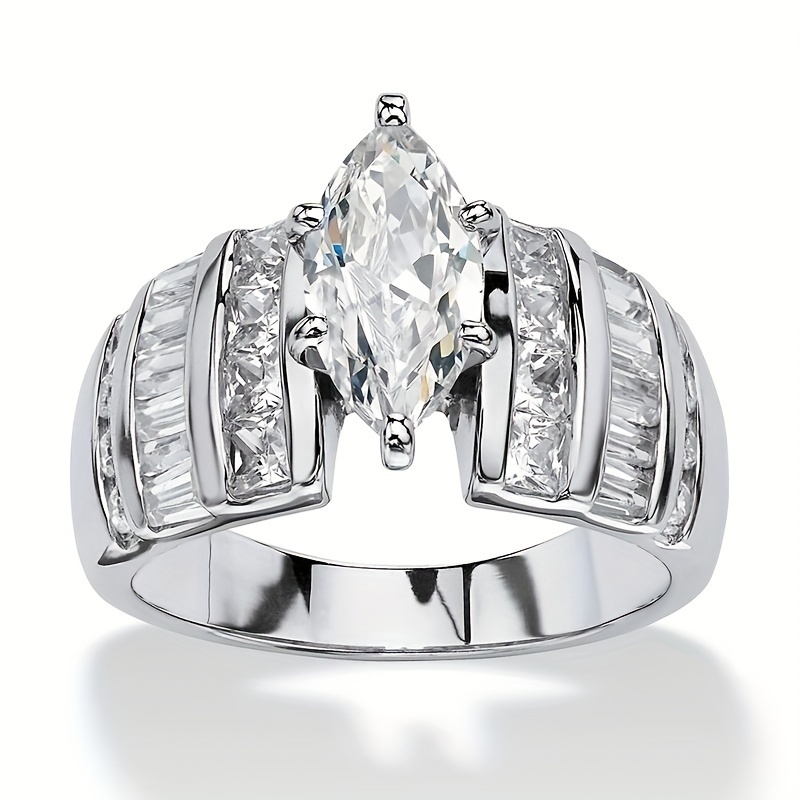 

Bague de fiançailles de luxe pour femme, coupe marquise, zircone cubique, sertissage 6 griffes tendance, bijoux de mariage, cadeau de banquet d'anniversaire, style élégant.