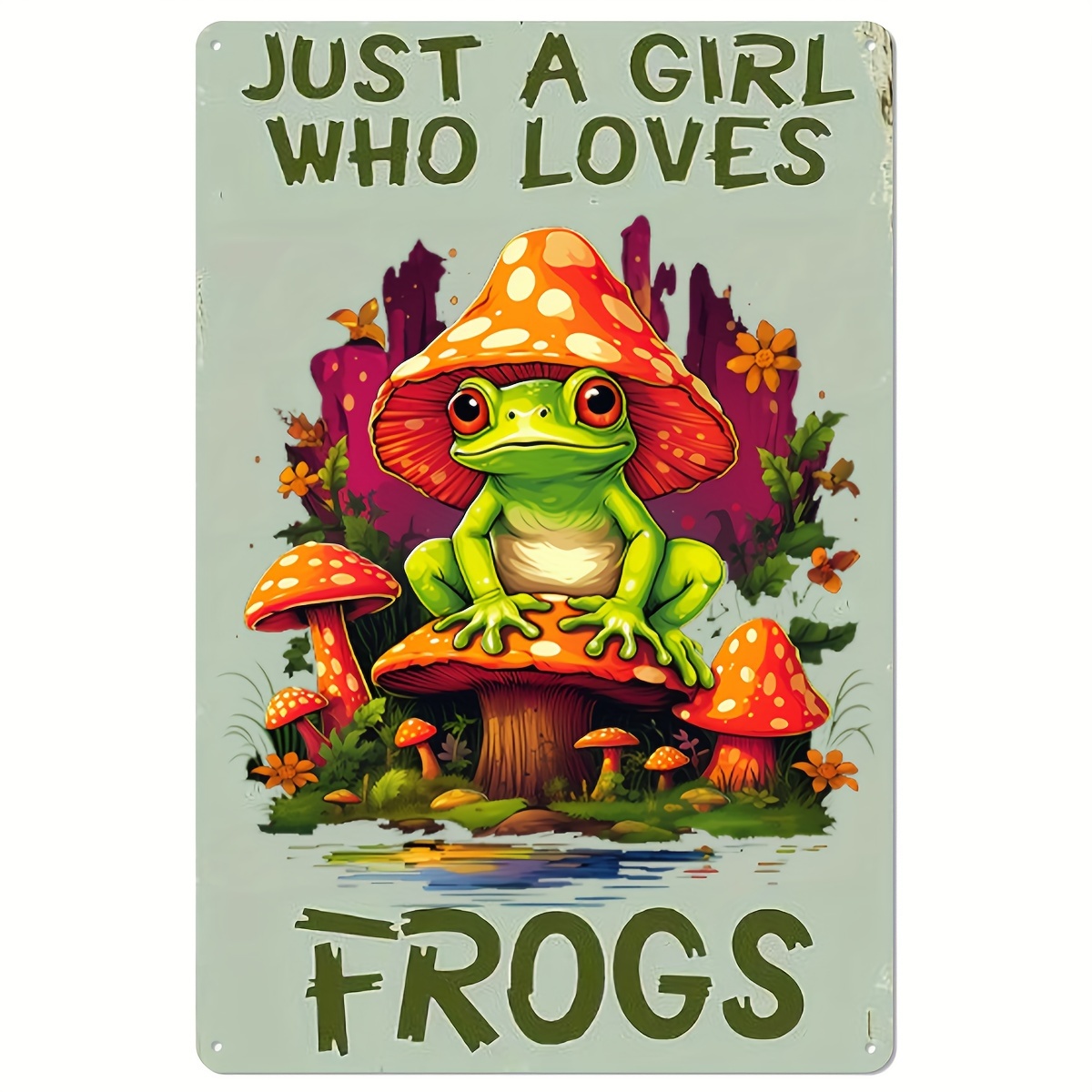 

Metal Frog Themed Sign, " Who Frogs" Decorative , Waterproof, Pre-drilled, 8x12 Inches, With Other Material For Home, Kitchen, Office, Living Room Decor