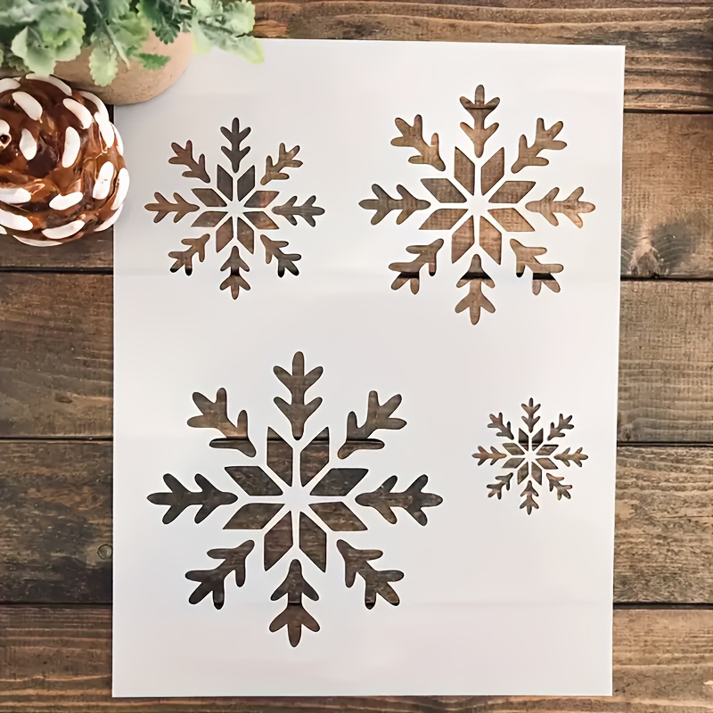 TEMU Snowflake Stencil, Reusable, 29.72 X 21.08cm, For Painting With A Paintbrush, Crafts, Wall Art, Furniture, Wooden Canvas Drawing Template
