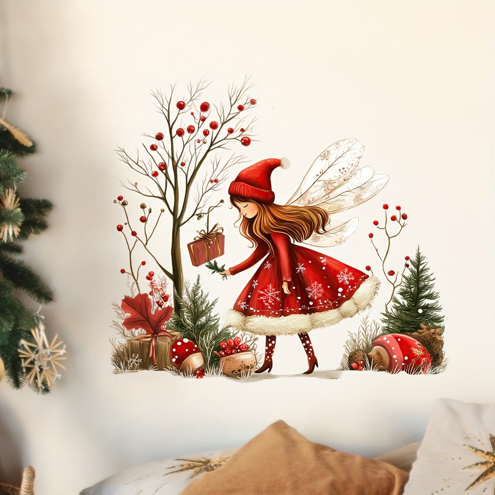 Merry Christmas & Tree Wall Decals - Removable Holiday Stickers For Bedroom, Kitchen & Window Decor