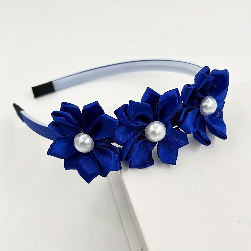 Image of Fashionable Women's Hairband Acrylic Pearl 12-angle Hand-sewn Flower Female Accessory Headband