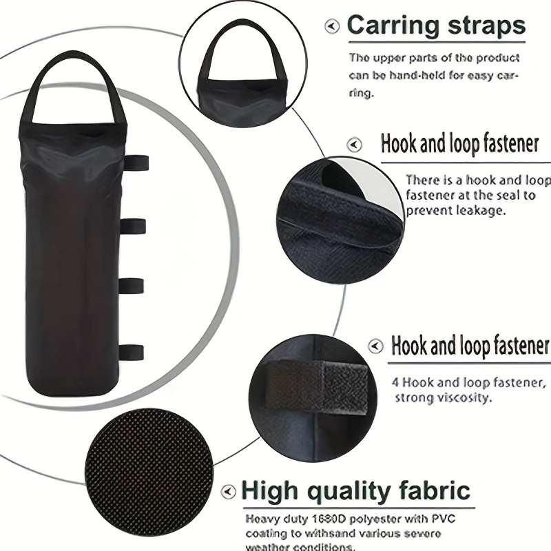 

Heavy-duty Polyester Tent Sandbag, With Hook And Loop Fasteners & Carrying Straps For Easy Fastening And Portability