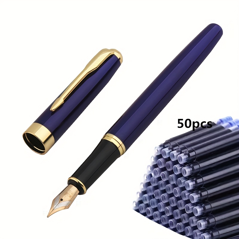 50 Inks And Fountain Pen Set Luxury Quality Metal Fountain Pen  Stationery Supplies Ink