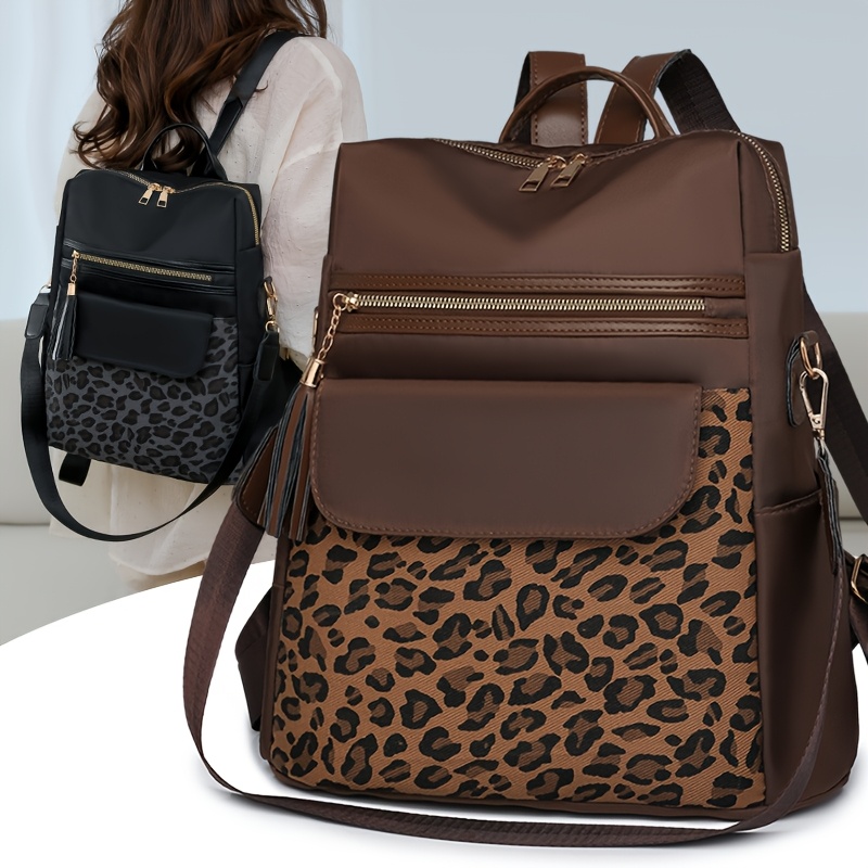 womens retro leopard print backpack large capacity - Temu  display picture 3