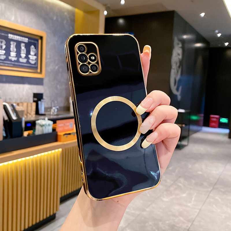 E-shop Handyhülle: Luxus Magnetring TPU-Hülle für for Samsung Galaxy A50/A51-4G/A52/A53-5G - Goldbeschichtete Rückseite mit vollständigem Linsenschutz