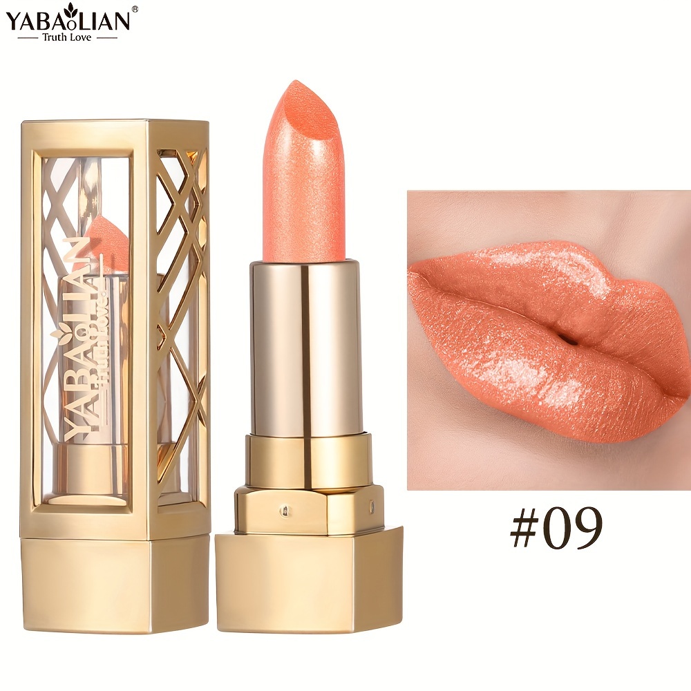 Image of Sparkling Metallic Pearlescent Glitter Lipstick With Powder Shiny Golden Lipstick Nude Brown//pinkish Golden/metal Cosplay Princess Makeup All-match(y0095b)