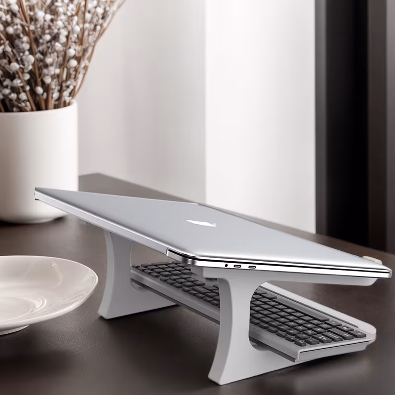 computer fixed stand stable laptop holder ergonomic office desk accessory non adjustable design ideal for professionals and office workers work reliable computer fixed support fits 10 15 laptops durable plastic material gray 14