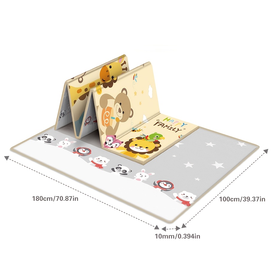 Game Mat, Double-sided Foldable Carpet, Double-sided Cartoon Pattern, Indoor Waterproof And Non-slip Crawling Mat, Room Carpet With Educational Activity Surface, Foam Floor Game Mat, Easy To Carry