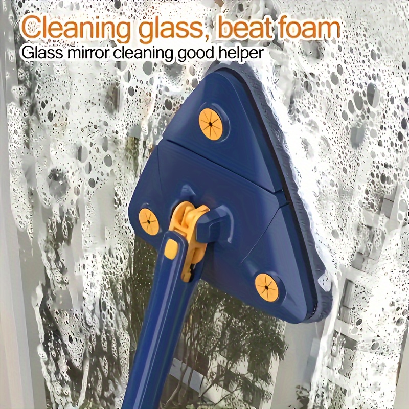 

1set, Triangle 360° Rotating Cleaning Mop, Long Handle Floor Mop, Hands-free Wash Squeeze Mop, Wet And Dry Dual-use Cleaning Mop, For Floor Wall Ceiling Corner Glass, Cleaning Supplies, Cleaning Tool
