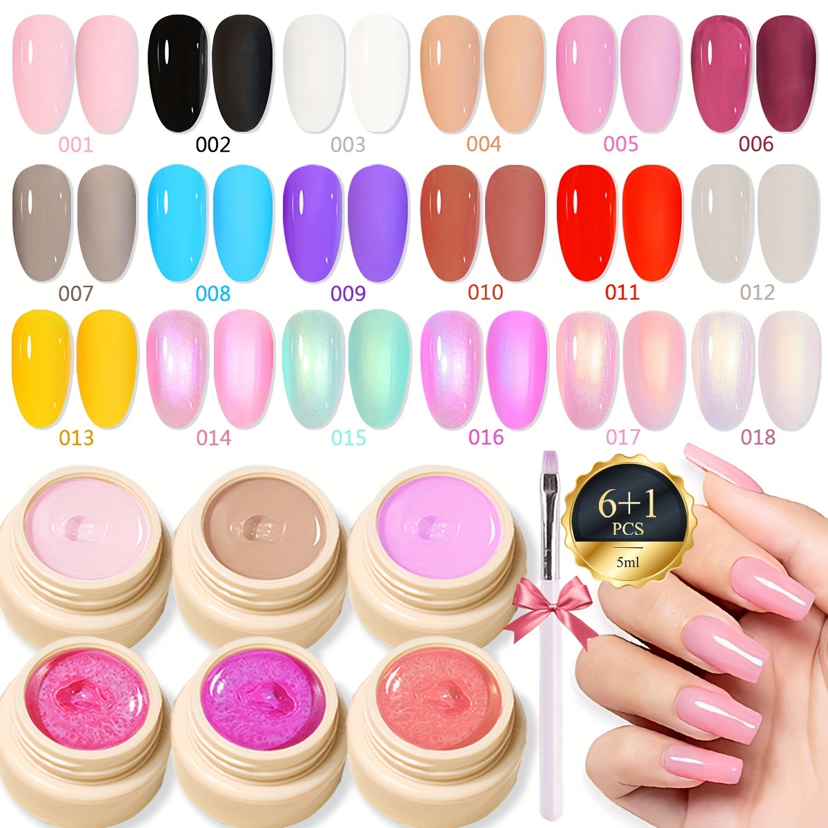 

Gel Nail Polish Set, 6 Colorful Bottles + Nail Brush Tool, Solid Gel Manicure Kit, Uv Soak-off Mud Gel Polish For Home Nail Salon