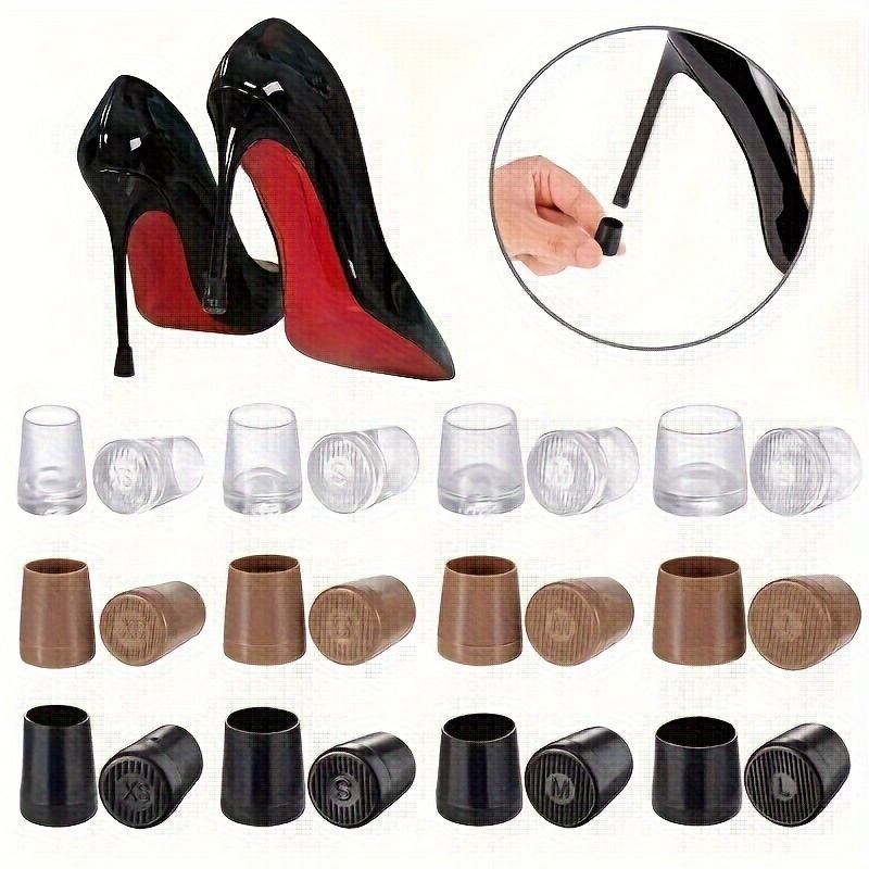 

8pcs Silicone Heel Protector Set For High Heels - Anti-slip, , Slimming Design In 4 Sizes, Transparent & Brown Options