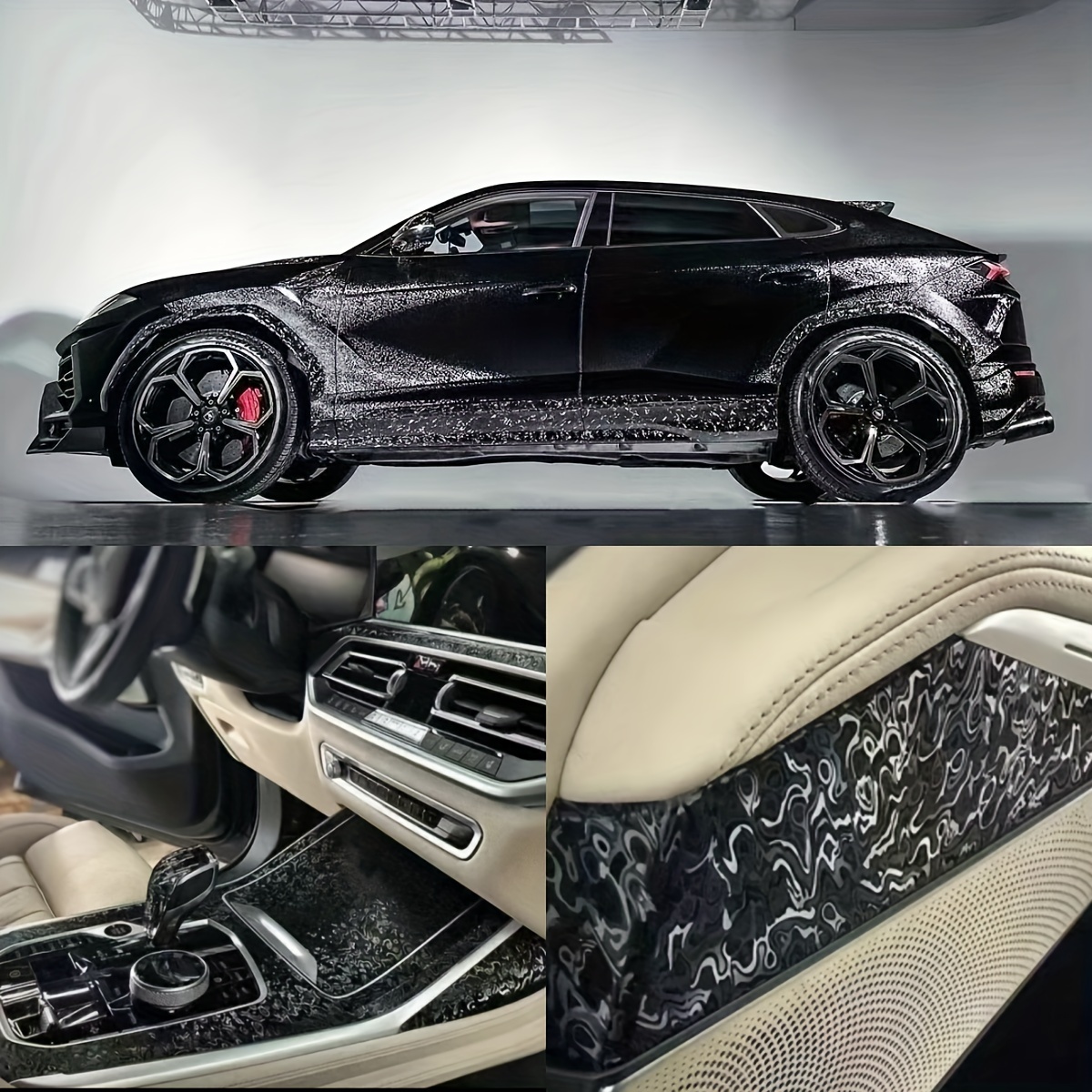 

Black Pattern Vinyl Wrap - 59.05" X 19.68", , & Weather-resistant For Cars, Motorcycles, And Electronics