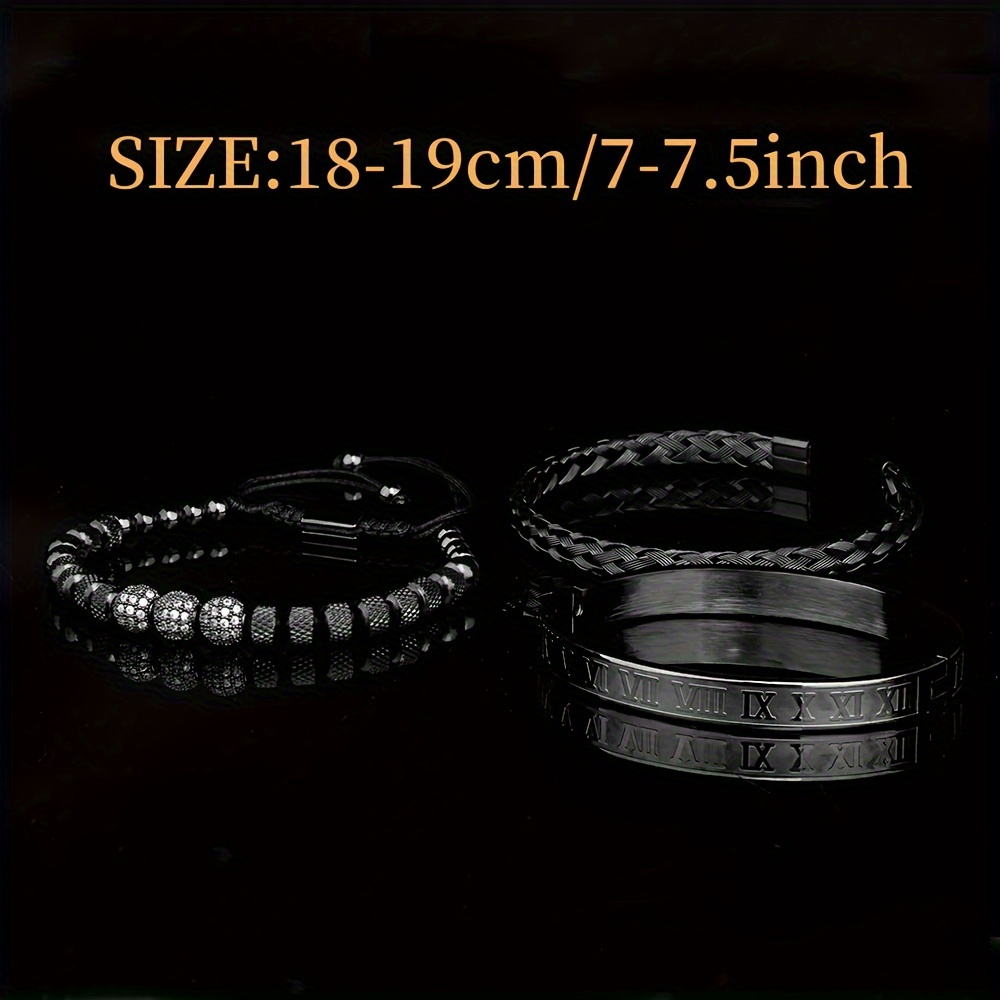 3pcs roman numeral bracelets stainless steel bangles 2