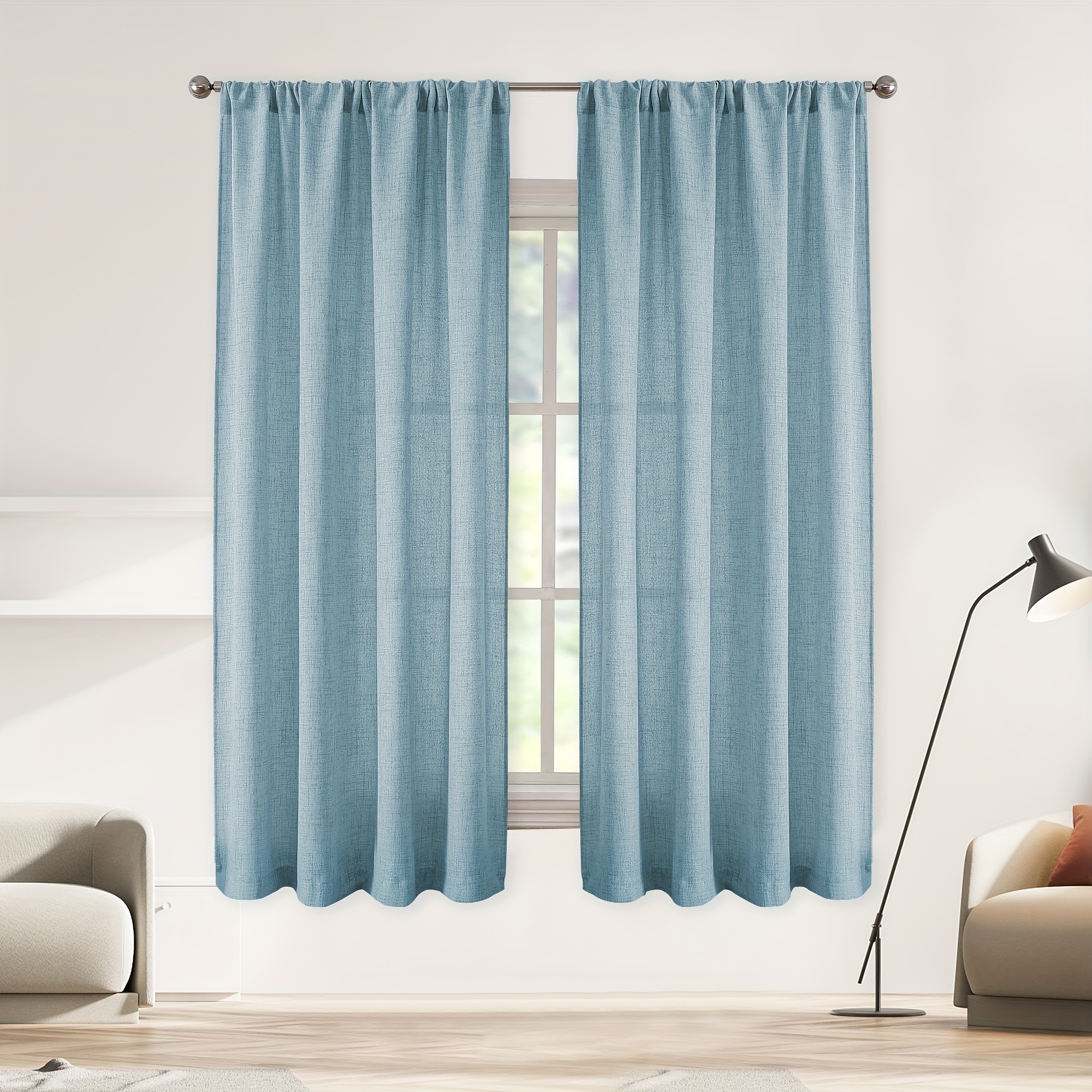set 2 drapes living room rod pockets semi sheer burlap