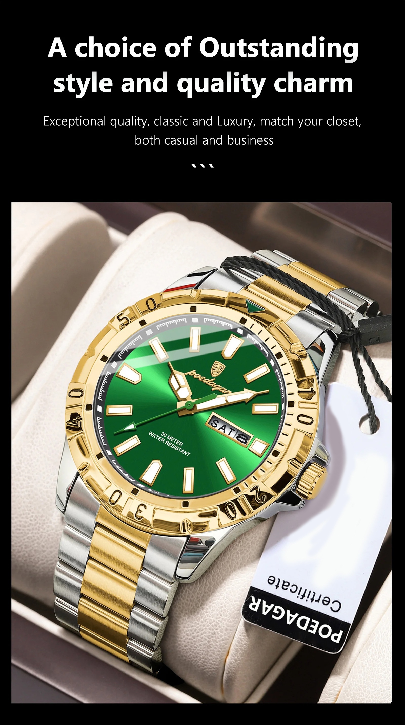  luxury quartz man watch waterproof luminous date week men watch stainless steel mens watches sport male clock for fathers day gift details 3