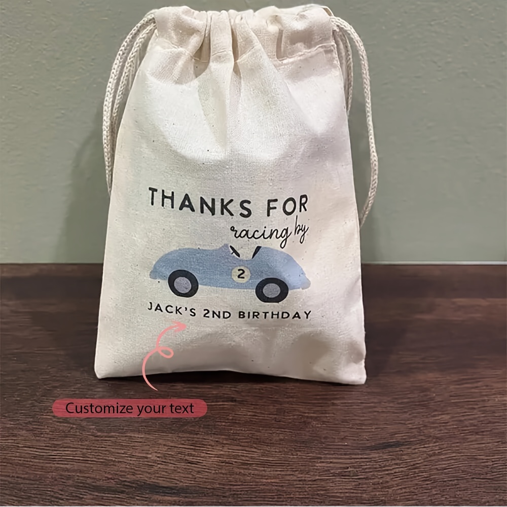 TEMU 5 Pieces Personalized Custom Retro Vintage Race Car Racing Themed Bags Birthday Party Decoration Thank You Gift Welcome Sign