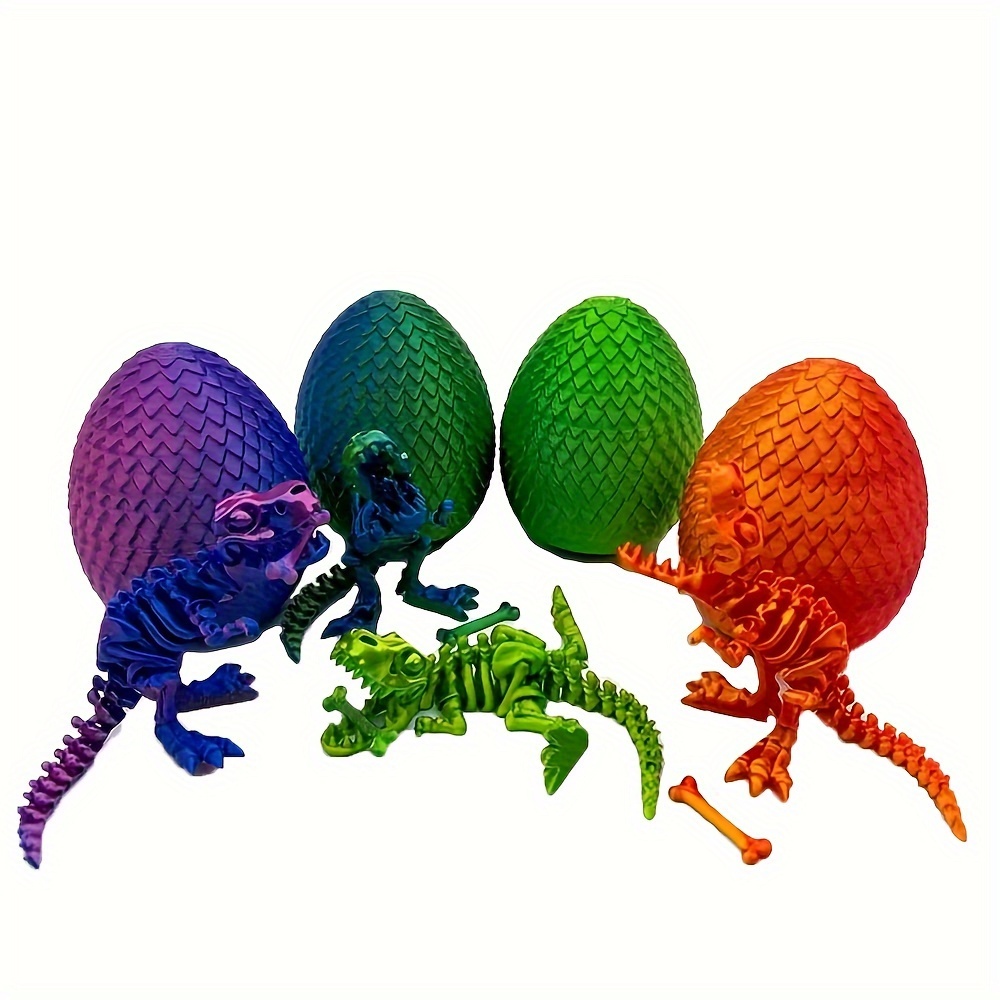 

3d Printed Mini T-rex Skeleton Model & Egg Set: Perfect For Home, Office, Or Playroom - Suitable For Christmas, , Easter, Hanukkah, Thanksgiving, And More - No Power Required