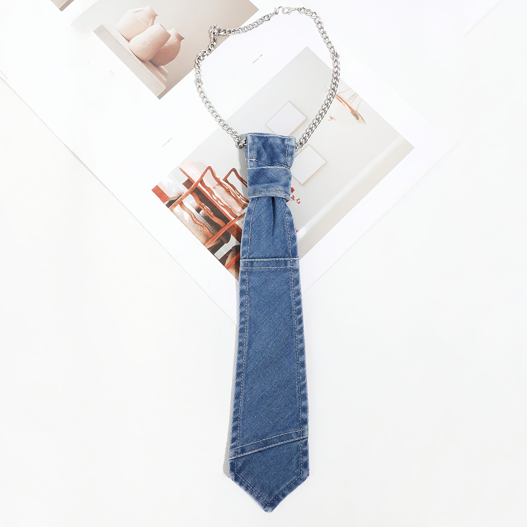 1pc Unisex Fashion Casual Gradient/solid Color Pattern Chain Tie (random Gradient Position) Suitable For Parties,…: retailer-supplied image