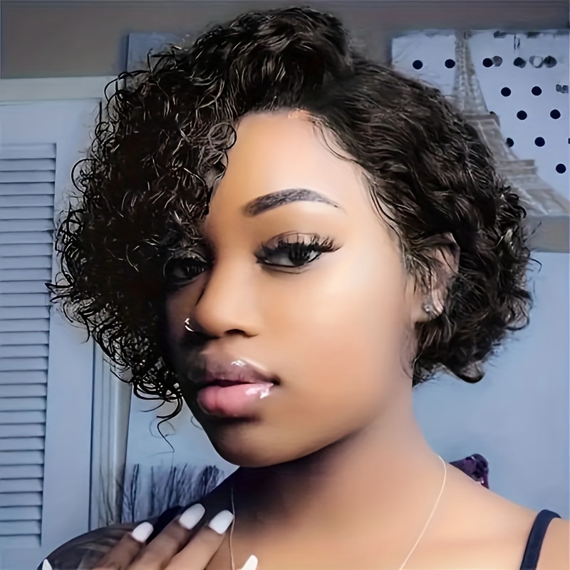 

Curly Lace Front Wig Short Curly Wave Wigs Short Deep Curly Pixie Cut Wig 13x4x1lace Wig Brazilian Human Hair Natural Looking For Daily Use