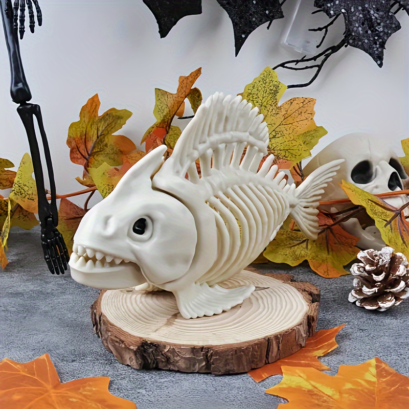 

Fish Skeleton Decoration - Movable , Resin Animal Bones For Haunted House & Graveyard Themes, Party Favor