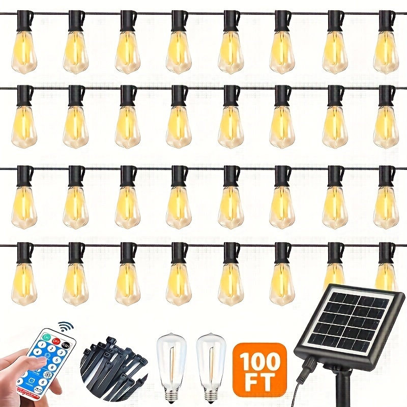 TEMU Solar Power Outdoor String Lights, Outdoor String Lights, Solar String Lights For Party, Wedding, Park, Yard, Camping, Outdoor Restaurant Decor,