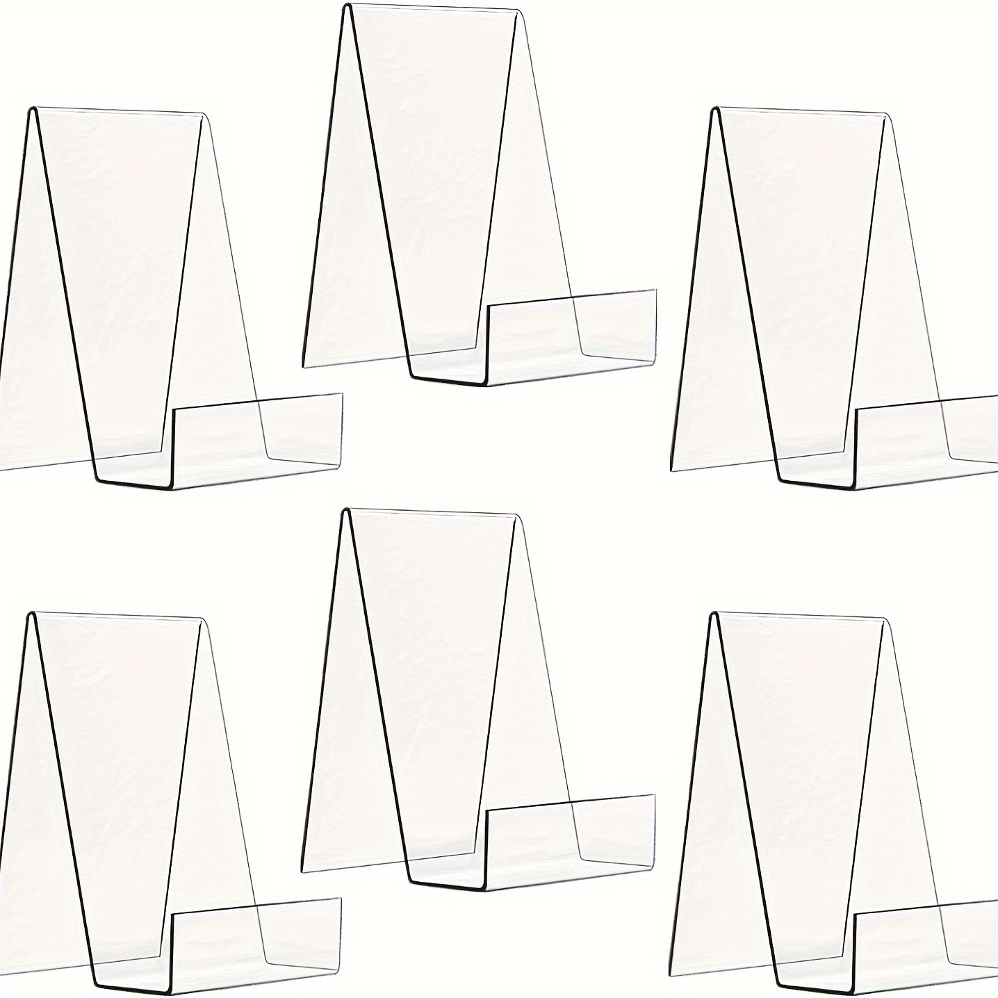 

6-pack Clear Acrylic Book Stands, Pet Transparent Desktop Display Easel Holders For Tablets, Picture Albums, Postcards, Artworks, Magazines, Notebooks, Textbooks, Cds