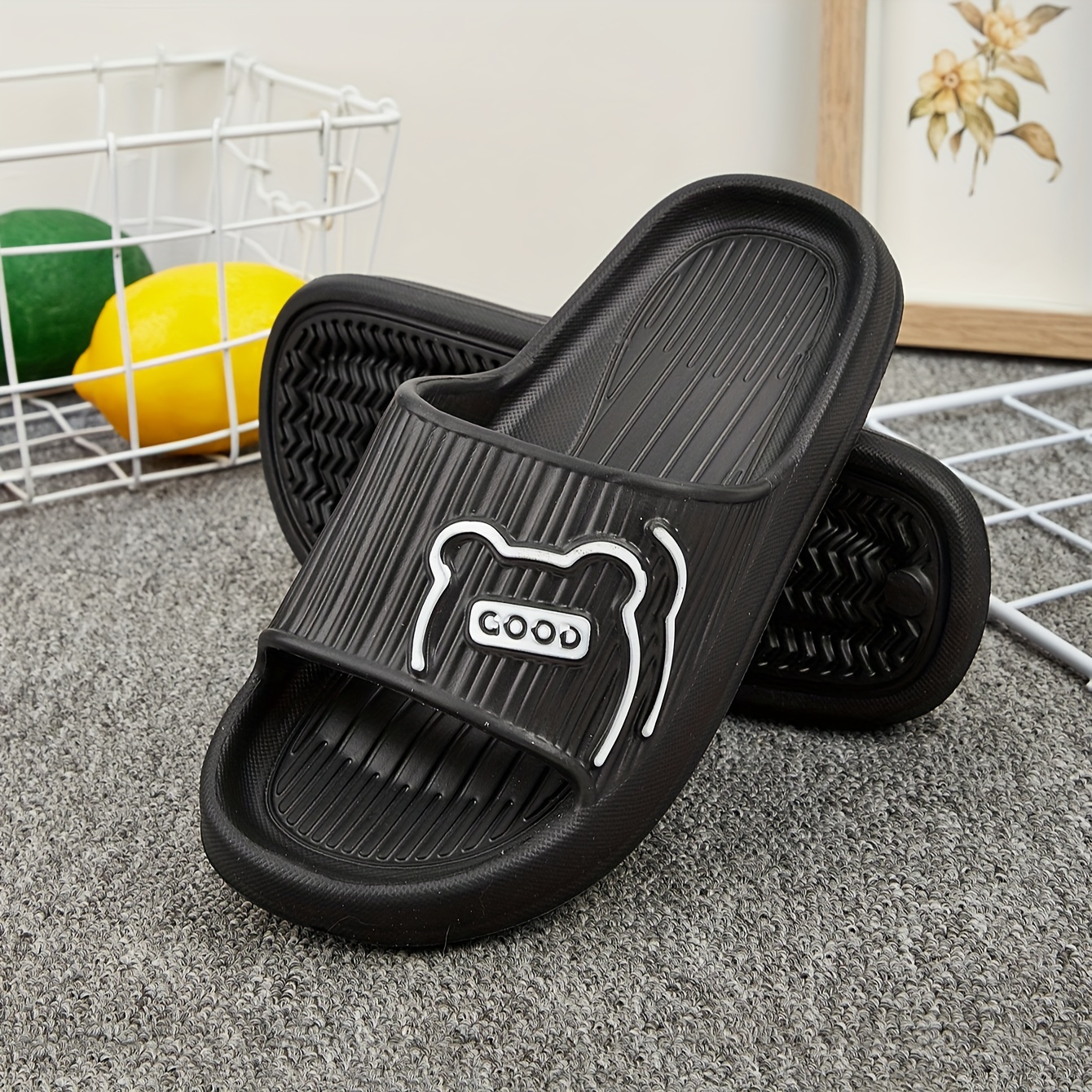 Casual Cartoon Open Toe Slippers For Boys, Non Slip Anti-odor Quick-drying Slippers For Indoor Shower Pool, All Seasons