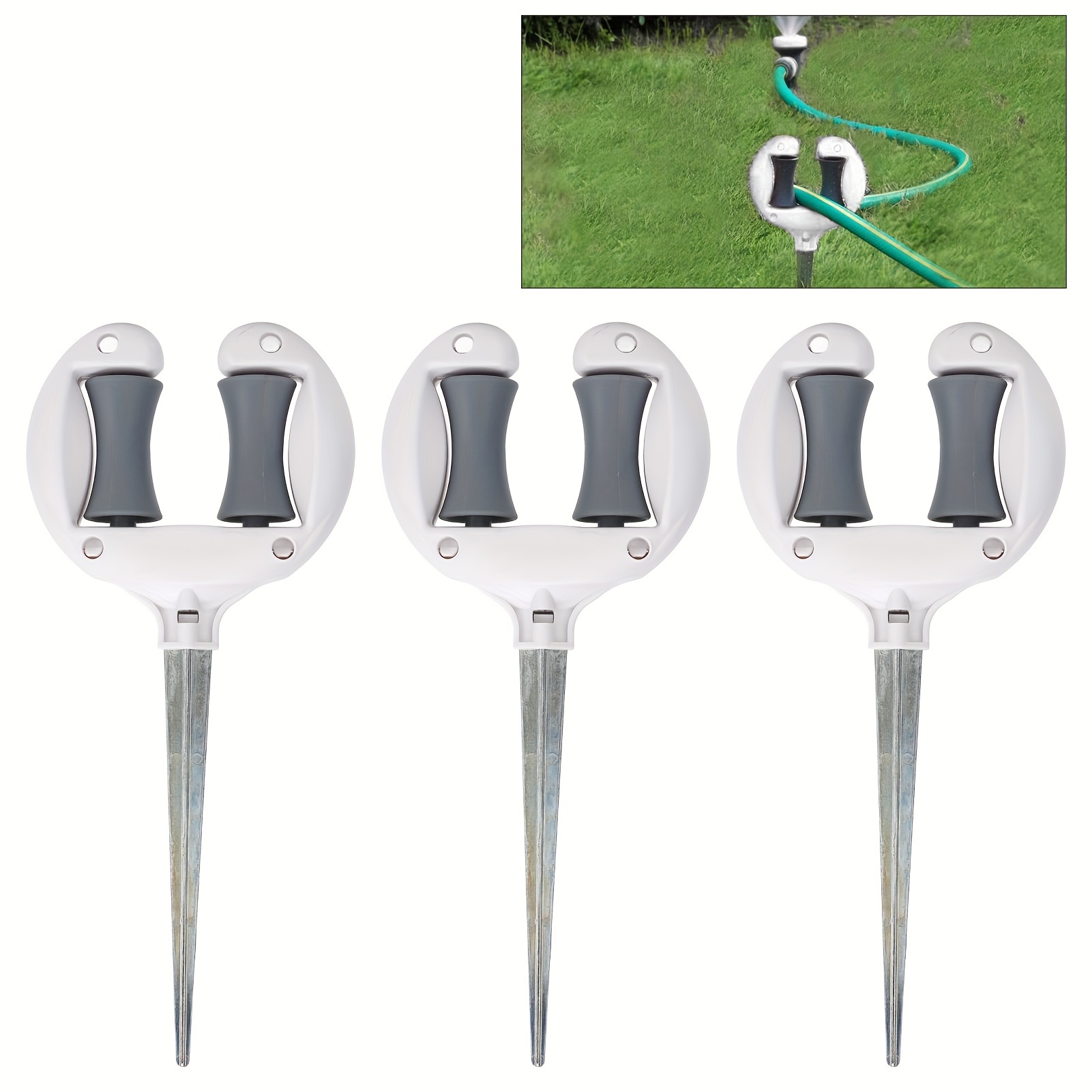 

Durable Iron Garden Hose Guide With Roller - Easy-to-install Lawn Hose Stake For Secure Water Tube Positioning And Plant Protection