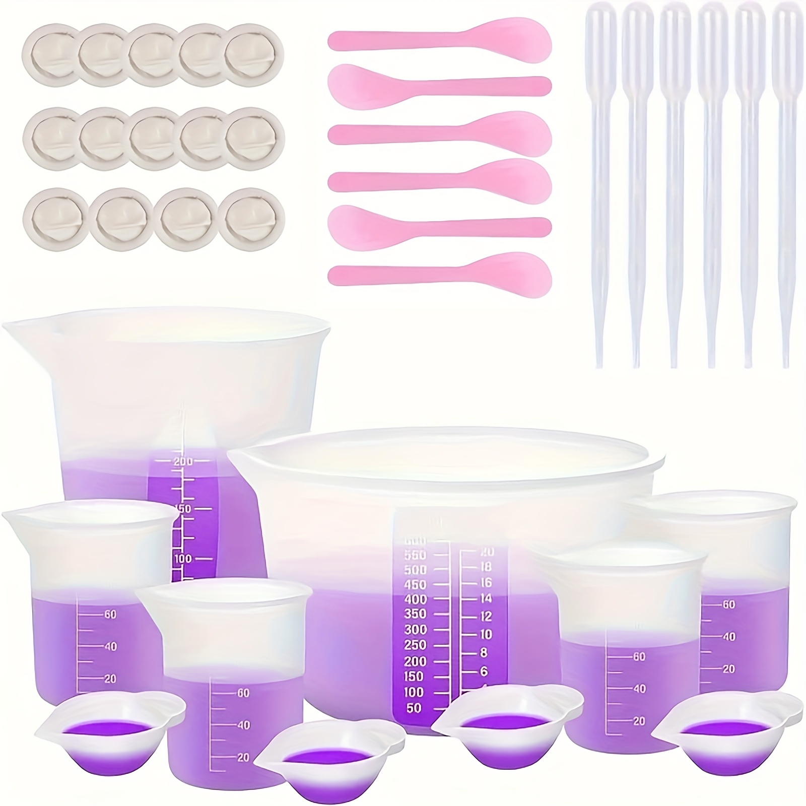 Temu – TEMU 36pcs Silicone Measuring Cups Set, Round Jewelry Casting Tools With Mixing Cups, Epoxy Resin Supplies For Diy Resin Accessories And Tools
